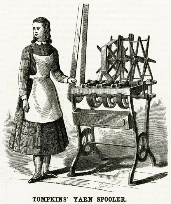 Framed Print : Tompkins yarn spooler 1875 Framed Print : Tompkins yarn spooler 1875