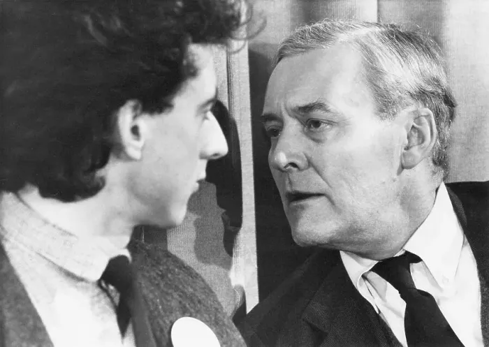 Framed Print : Tony Benn with Peter Tatchell in Bermondsey, London Framed Print : Tony Benn with Peter Tatchell in Bermondsey, London