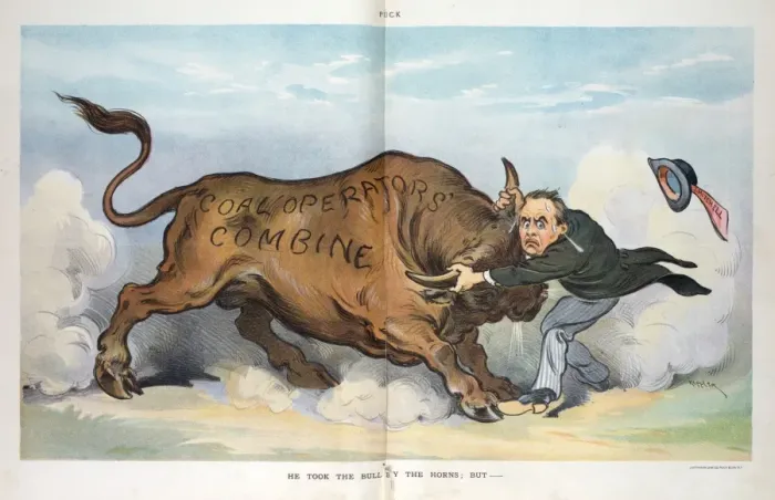 Framed Print : He took the bull by the horns; but - Framed Print : He took the bull by the horns; but -