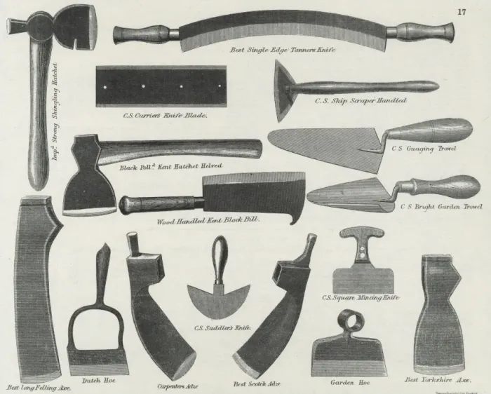 Framed Print : Tools / Knives Etc / 1889 Framed Print : Tools / Knives Etc / 1889