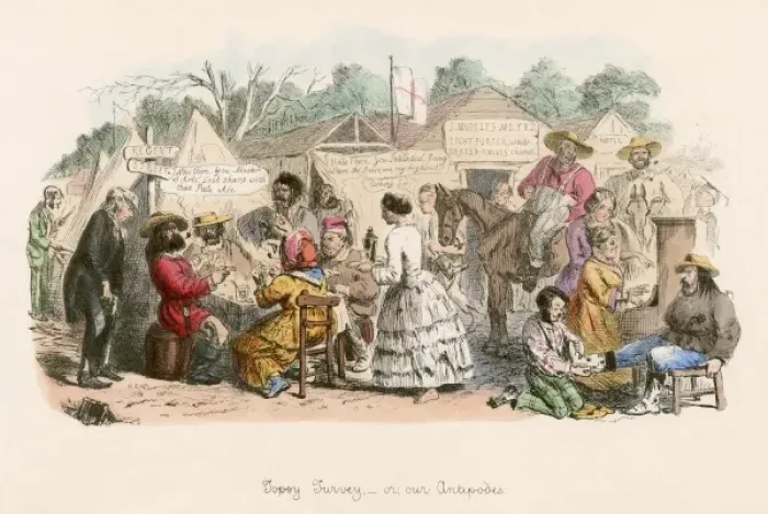 Framed Print : Topsy turvy 1854  /  Leech