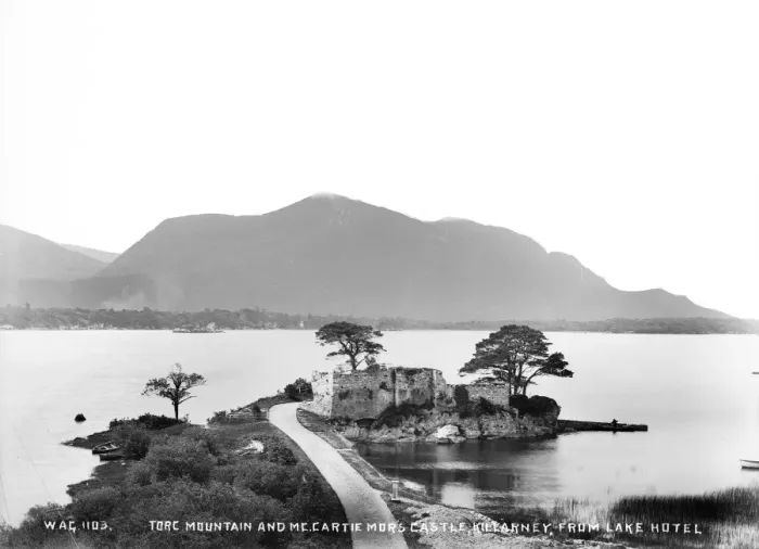 Framed Print : Torc Mountain and Mc. Cartie Mors Castle, Killarney, from La Framed Print : Torc Mountain and Mc. Cartie Mors Castle, Killarney, from La