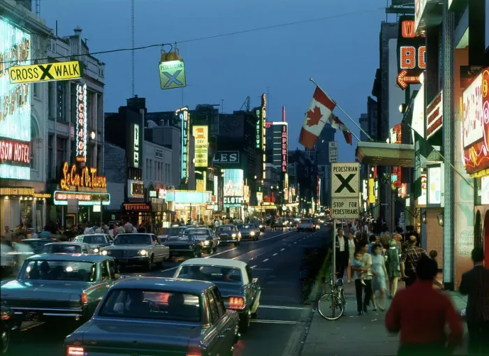 Framed Print : Toronto, Ontario, Canada - Yonge Street Date: circa 1970s Framed Print : Toronto, Ontario, Canada - Yonge Street Date: circa 1970s
