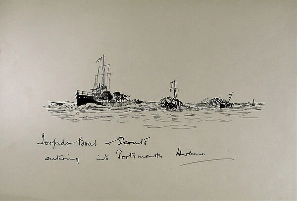 Torpedo Boat & Scouts entering into Portsmouth Harbour