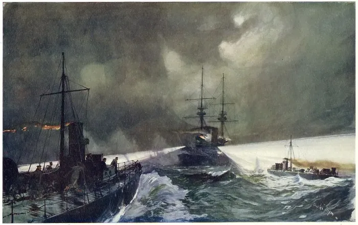 Framed Print : Torpedo boats of the Royal Navy in action during manoeuvres Date: circa 1901 Framed Print : Torpedo boats of the Royal Navy in action during manoeuvres Date: circa 1901