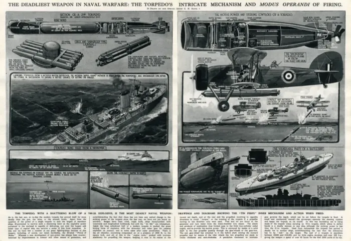 Framed Print : Torpedo in naval warfare by G. H. Davis Framed Print : Torpedo in naval warfare by G. H. Davis