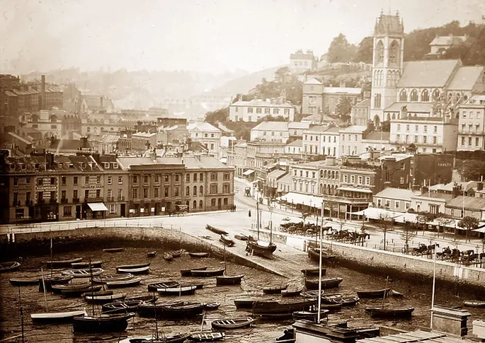 Framed Print : Torquay Harbour, Victorian period Framed Print : Torquay Harbour, Victorian period