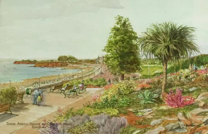Framed Print : Torre Abbey Sands and Corbyn Head, Torquay, Devon Framed Print : Torre Abbey Sands and Corbyn Head, Torquay, Devon