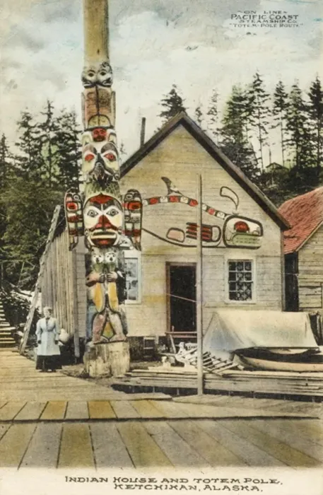 Framed Print : Totem Pole and Native American House Framed Print : Totem Pole and Native American House