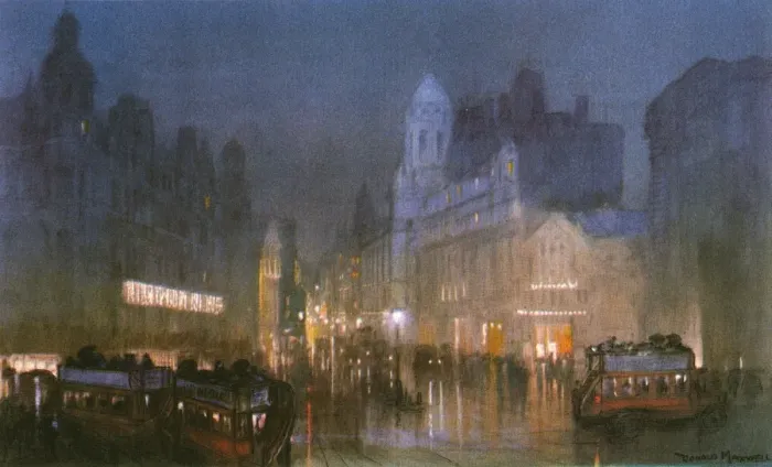 Framed Print : Tottenham Court Road at night, 1926 Framed Print : Tottenham Court Road at night, 1926