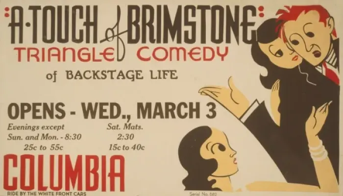 Framed Print : A touch of brimstone - triangle comedy of backstage life Framed Print : A touch of brimstone - triangle comedy of backstage life