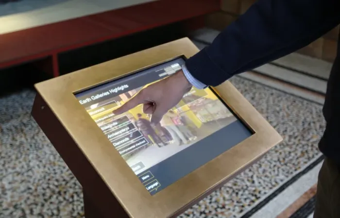 Framed Print : Touch-screen display in the Central Hall Framed Print : Touch-screen display in the Central Hall