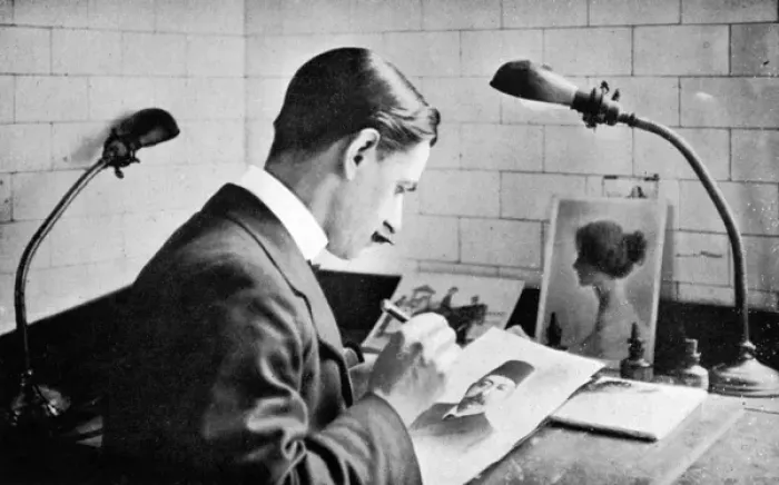 Framed Print : Touching up a photograph for use in a newspaper Framed Print : Touching up a photograph for use in a newspaper