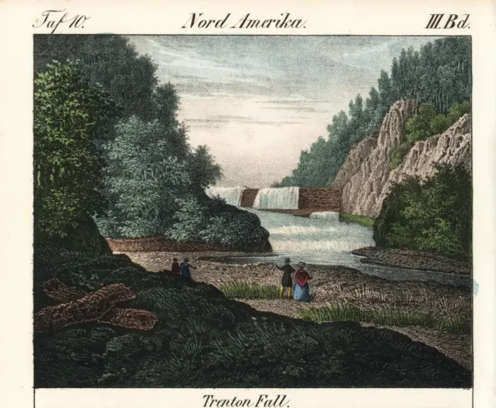 Framed Print : Tourists admiring the cataract of Trenton Falls, New York Framed Print : Tourists admiring the cataract of Trenton Falls, New York