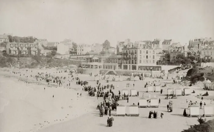 Framed Print : Tourists on the beach at Dinard, France, c. 1890 s Framed Print : Tourists on the beach at Dinard, France, c. 1890 s