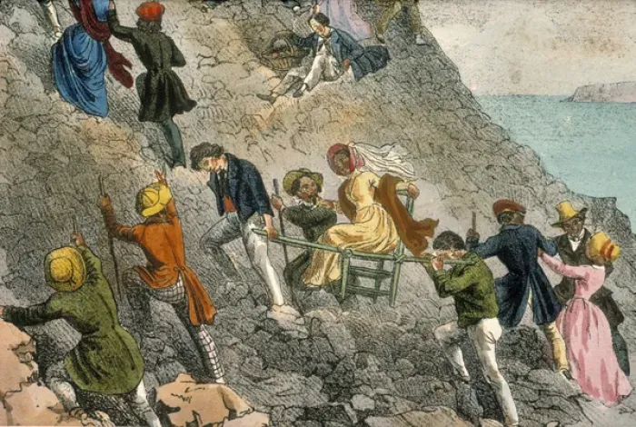 Framed Print : Tourists clambering up the slopes of Vesuvius Framed Print : Tourists clambering up the slopes of Vesuvius