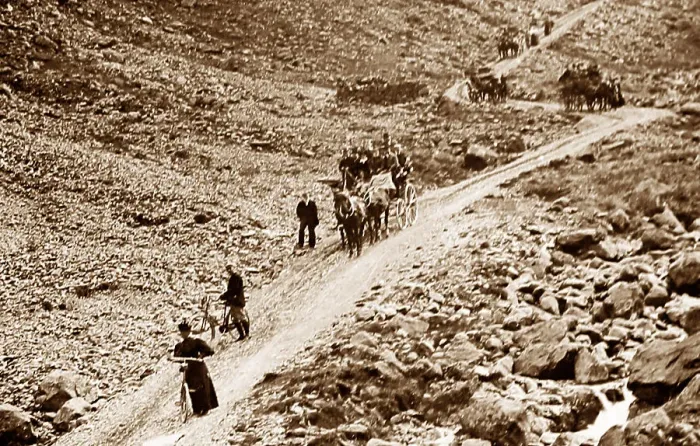 Framed Print : Tourists on Honister Pass, Lake District, Victorian period Framed Print : Tourists on Honister Pass, Lake District, Victorian period