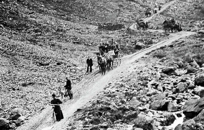 Framed Print : Tourists on Honister Pass, Lake District, Victorian period Framed Print : Tourists on Honister Pass, Lake District, Victorian period