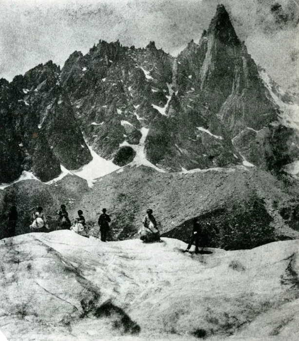 Framed Print : Tourists on Mer de Glace, France Framed Print : Tourists on Mer de Glace, France