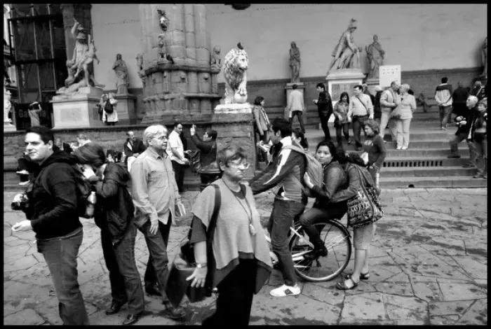 Framed Print : Tourists etc Piazza Signoria Florence Framed Print : Tourists etc Piazza Signoria Florence
