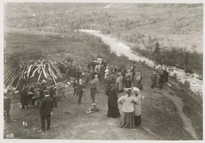 Framed Print : Tourists at Sami homestead, probably Norway Framed Print : Tourists at Sami homestead, probably Norway