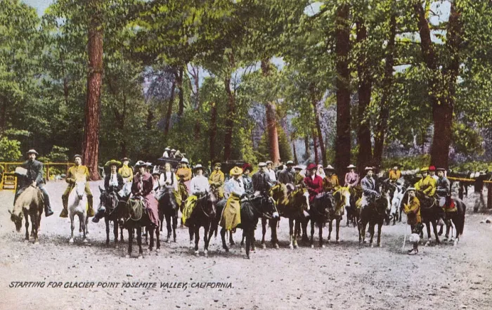 Framed Print : Tourists setting out, Yosemite Valley, California, USA Framed Print : Tourists setting out, Yosemite Valley, California, USA