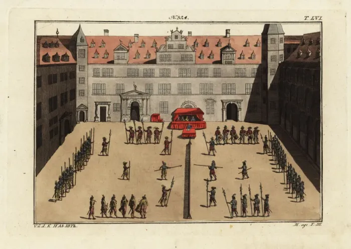 Framed Print : Tournament on foot held at Kassel in 1596 Framed Print : Tournament on foot held at Kassel in 1596