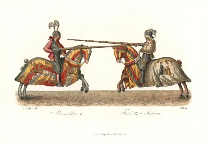 Framed Print : Tournament joust between Maximilian I and Frederick
