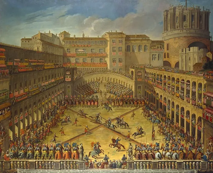 Framed Print : Tournament in the Vatican, Italian School Framed Print : Tournament in the Vatican, Italian School