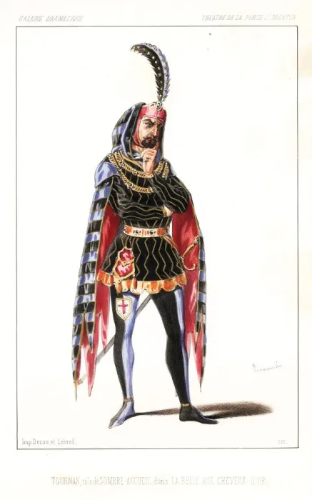 Framed Print : Tournan as Sombre Accueil in La Belle aux Cheveux d Or, 1847 Framed Print : Tournan as Sombre Accueil in La Belle aux Cheveux d Or, 1847