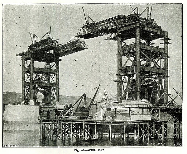 Tower Bridge under construction, April 1892