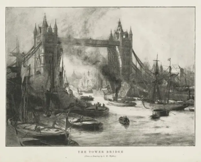 Framed Print : The Tower Bridge, from a drawing by C W Wyllie Framed Print : The Tower Bridge, from a drawing by C W Wyllie