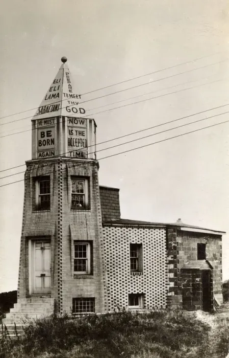 Framed Print : Tower building with evangelical message, North America Framed Print : Tower building with evangelical message, North America