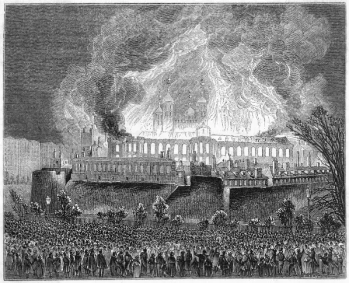 Framed Print : Tower of London Fire Framed Print : Tower of London Fire