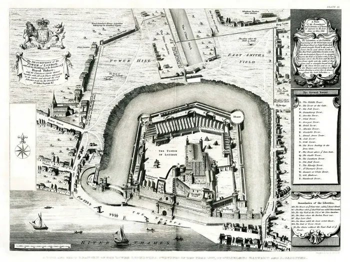 Framed Print : Tower of London and surrounding area 1597 Framed Print : Tower of London and surrounding area 1597