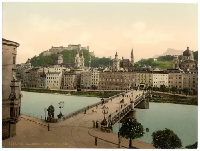 Framed Print : Town bridge, Salzburg, Austro-Hungary Framed Print : Town bridge, Salzburg, Austro-Hungary