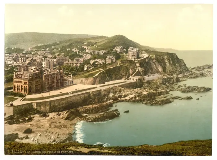 Framed Print : Town and hotels from Capstone, Ilfracombe, England Framed Print : Town and hotels from Capstone, Ilfracombe, England