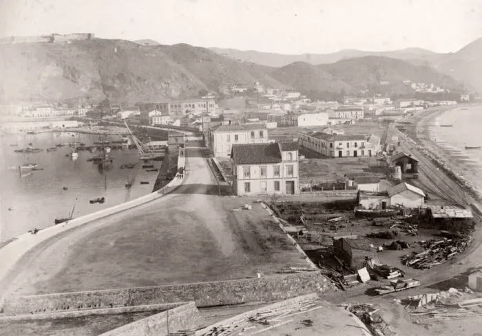 Framed Print : Town of Malaga, Spain from the lighthouse, c. 1890 s Framed Print : Town of Malaga, Spain from the lighthouse, c. 1890 s