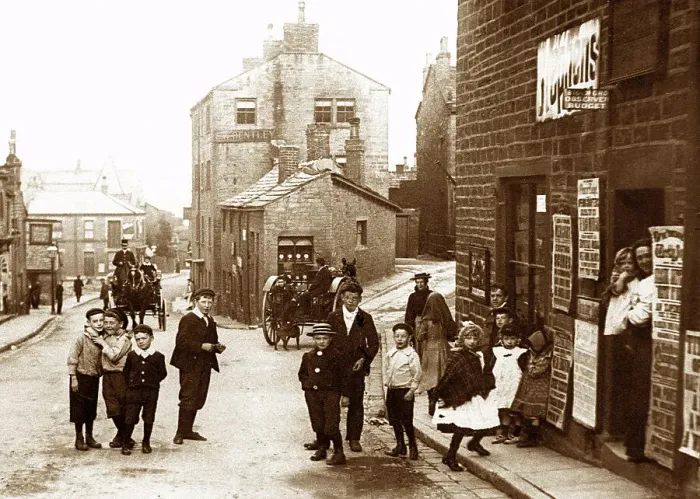 Framed Print : Town Street, Farsley, early 1900s