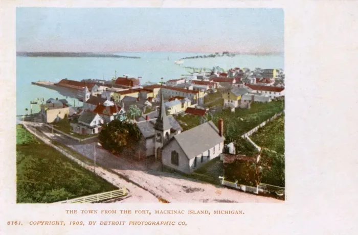 Framed Print : Town viewed from the Fort, Mackinac Island, Michigan Framed Print : Town viewed from the Fort, Mackinac Island, Michigan