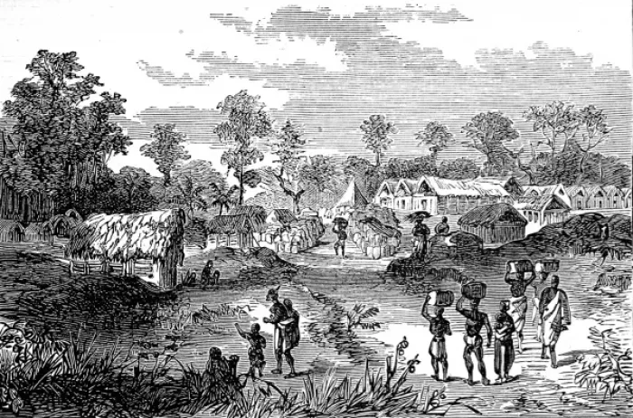Framed Print : The town of Yancomassie-Assin, 1874 Framed Print : The town of Yancomassie-Assin, 1874