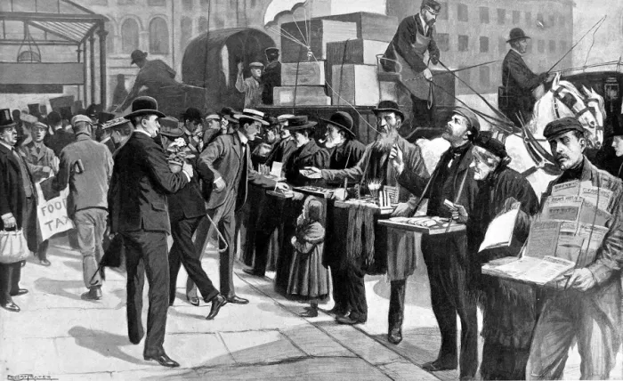 Framed Print : Toy Salesman at Farringdon Street Station, London, 1903 Framed Print : Toy Salesman at Farringdon Street Station, London, 1903