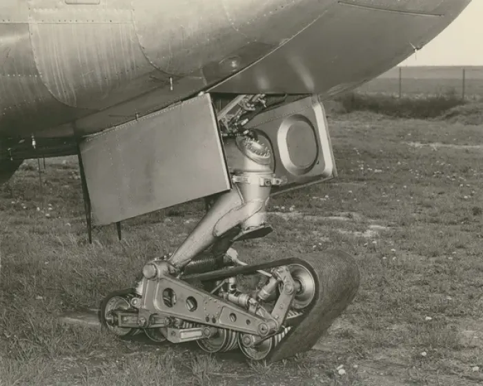 Framed Print : Track-gear nose landing gear of the Fairchild EC-82A Packet