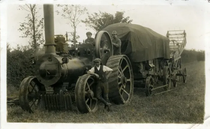 Framed Print : Traction Engine & Early Combine Harvester Framed Print : Traction Engine & Early Combine Harvester