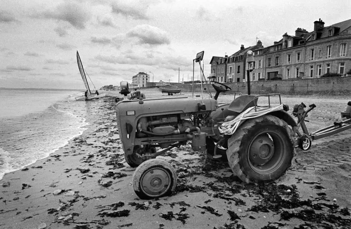 Framed Print : Tractor on beach, Normandy, France Framed Print : Tractor on beach, Normandy, France