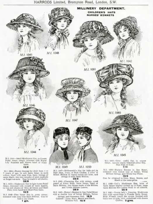 Framed Print : Trade catalogue of girls hats 1911 Framed Print : Trade catalogue of girls hats 1911