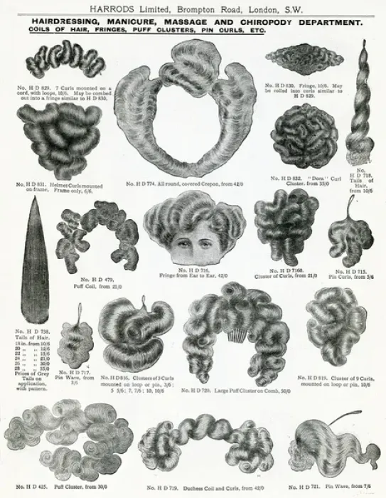 Framed Print : Trade catalogue of hairpieces 1911 Framed Print : Trade catalogue of hairpieces 1911