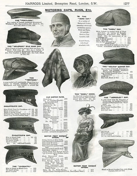 Trade catalogue of motoring caps 1911