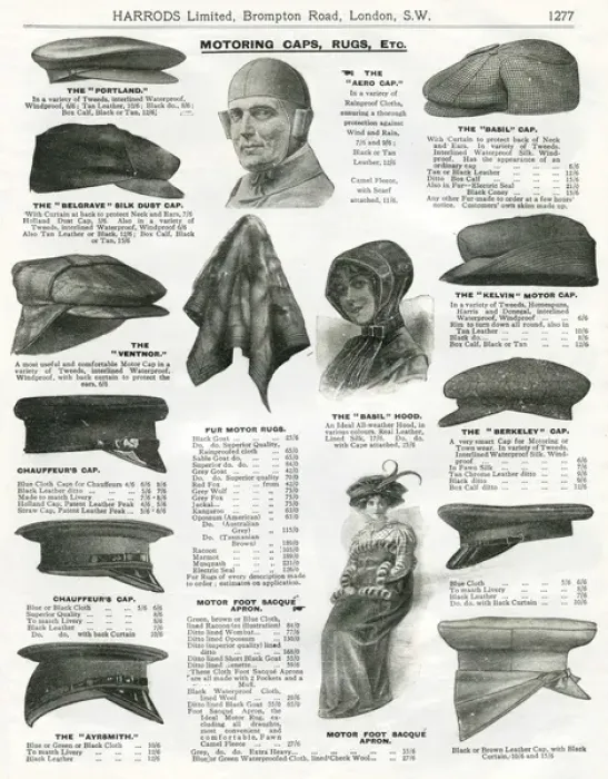 Framed Print : Trade catalogue of motoring caps 1911 Framed Print : Trade catalogue of motoring caps 1911