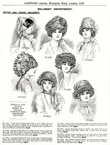 Trade catalogue of womens motoring and travel hats 1911